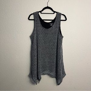 GORGEOUS Lane Bryant Handkerchief Hem White & Black Sequin Top for a Night Out